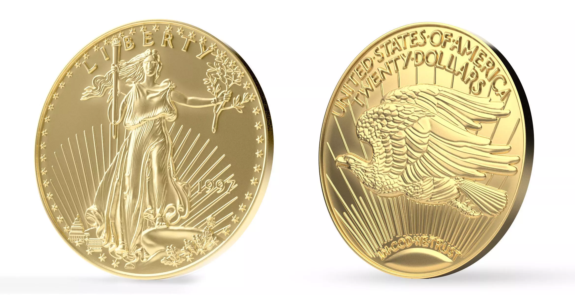 Gold Coin Twenty Dollar 3D model