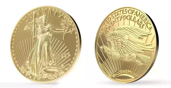 Gold Coin Twenty Dollar 3D model