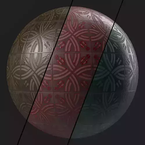 Stone Wall Materials 111- Ornament Ceramic Tile - Pbr Seamless