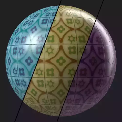 Stone Wall Materials 112- Ornament Ceramic Tile - Pbr Seamless