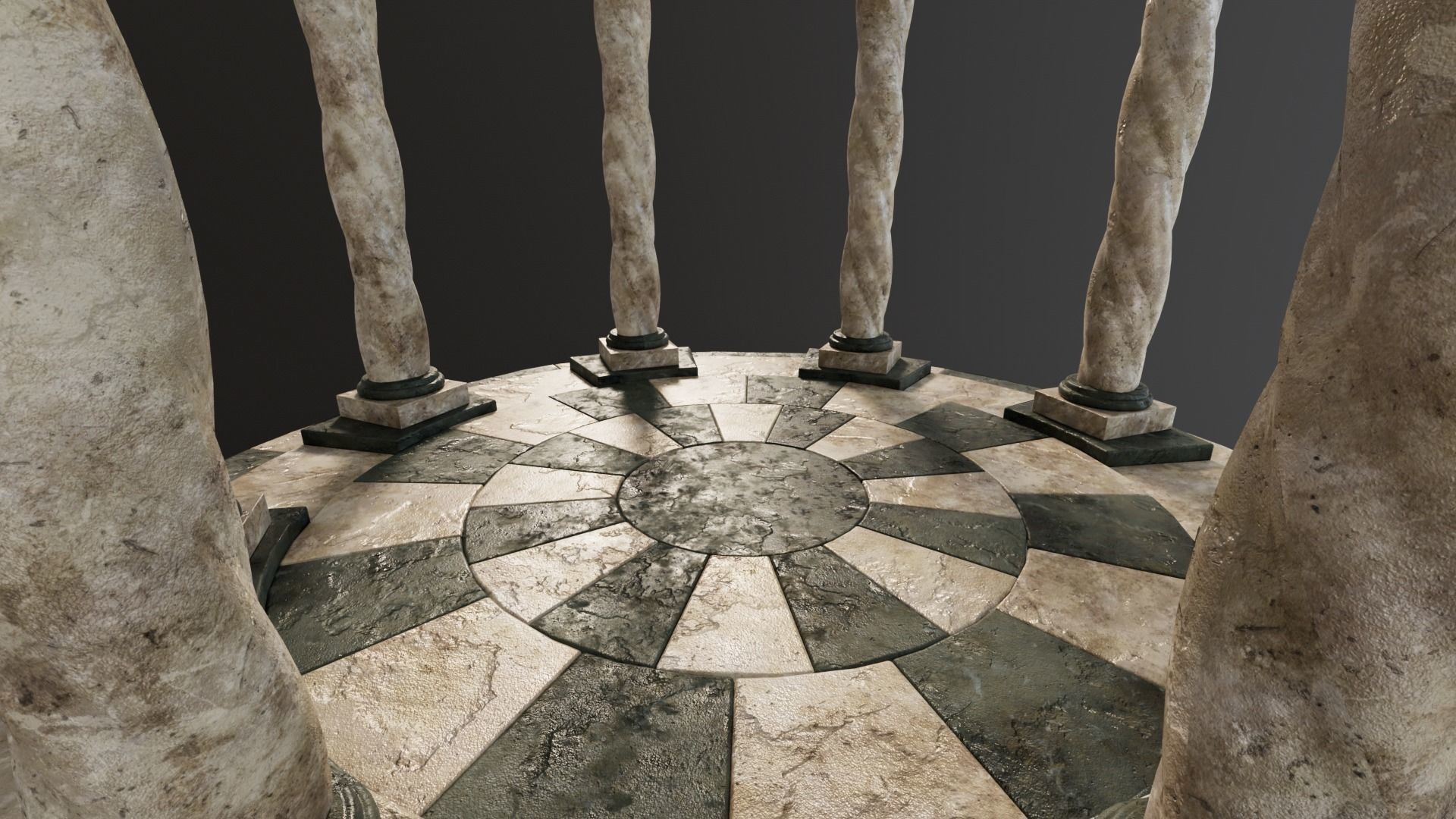 Marble Octagon Pavilion  Low-poly 3D model_8