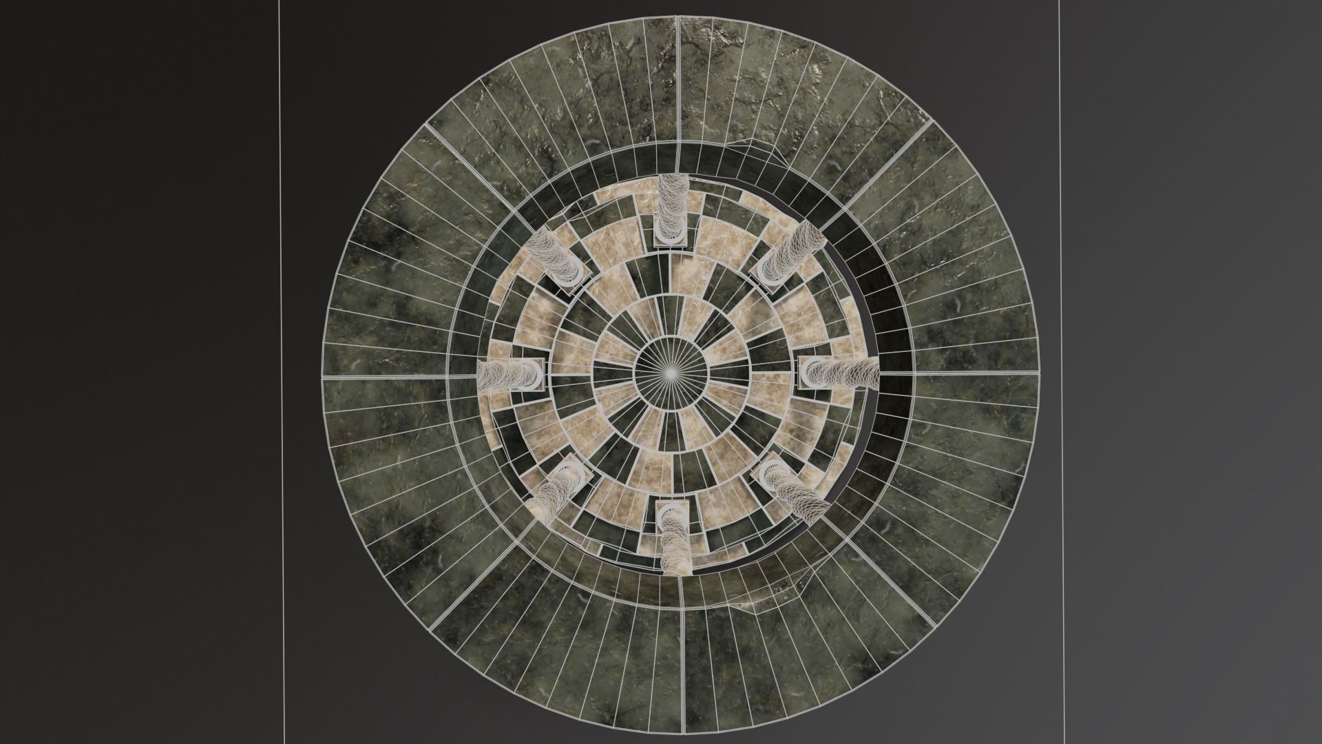 Marble Octagon Pavilion  Low-poly 3D model_7