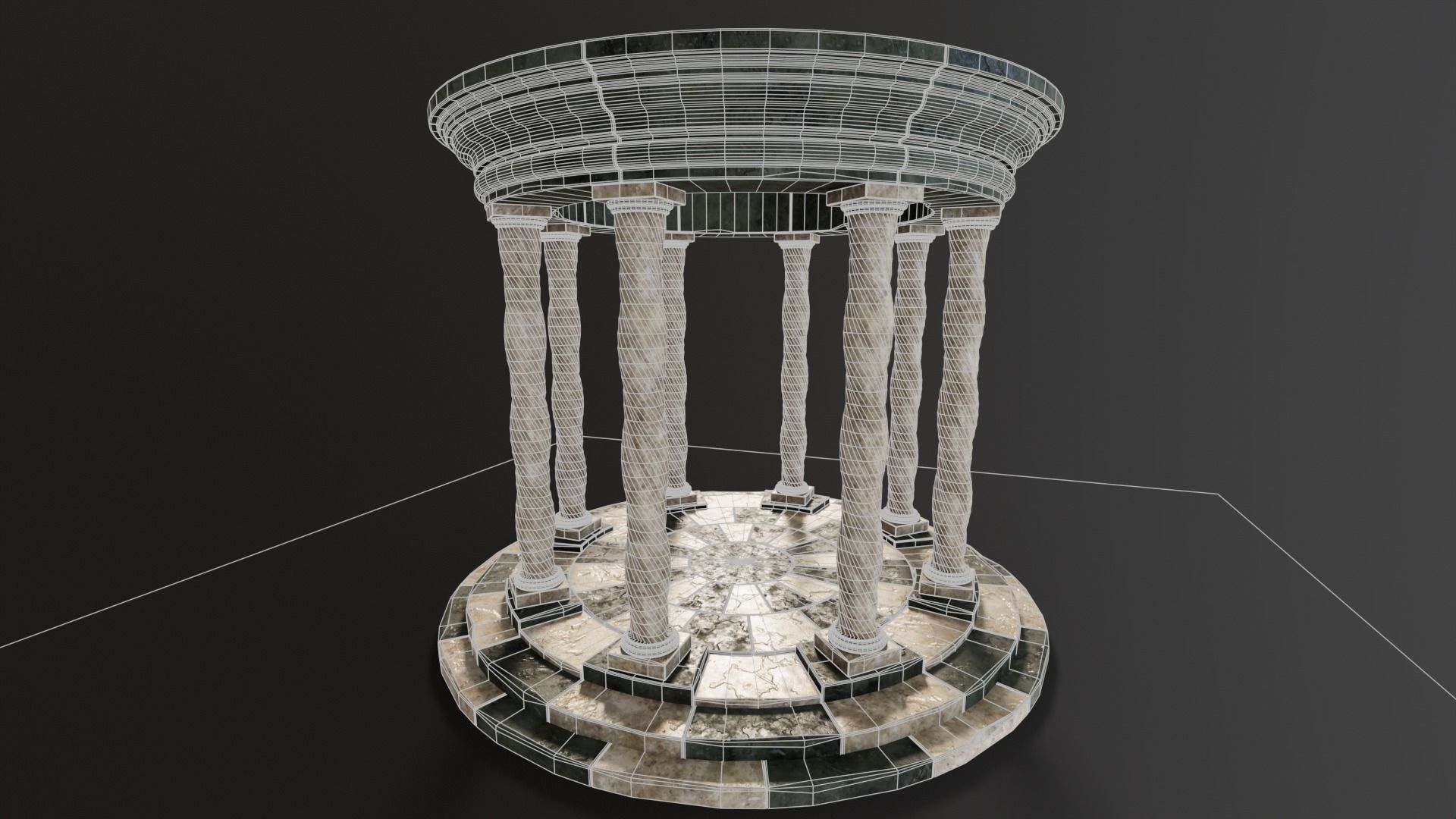 Marble Octagon Pavilion  Low-poly 3D model_13