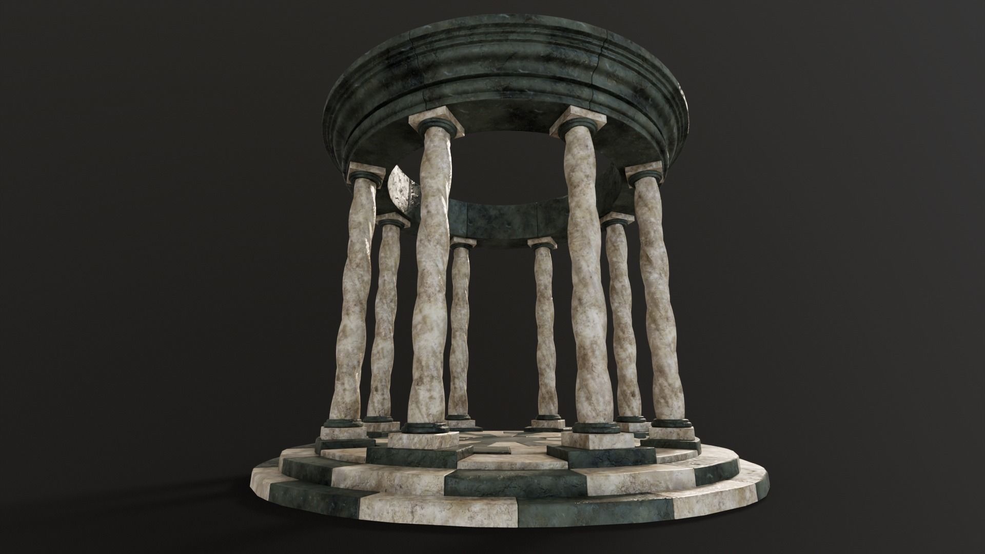 Marble Octagon Pavilion  Low-poly 3D model_4
