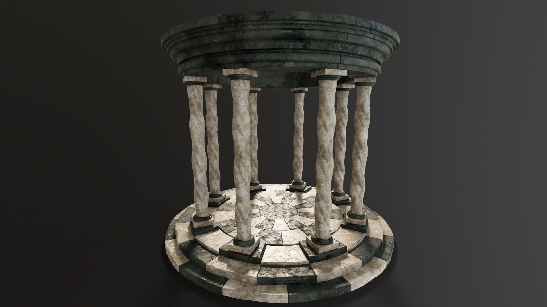Marble Octagon Pavilion  Low-poly 3D model_12