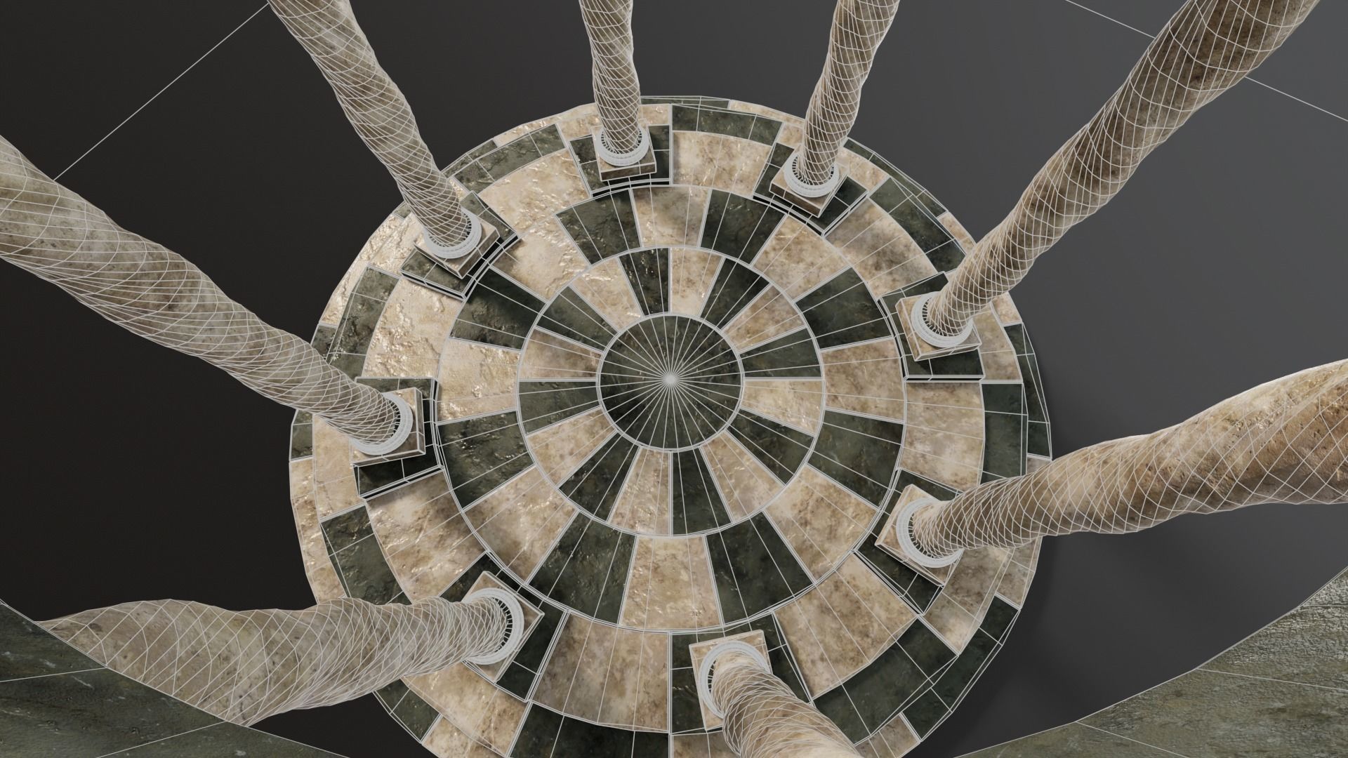 Marble Octagon Pavilion  Low-poly 3D model_11