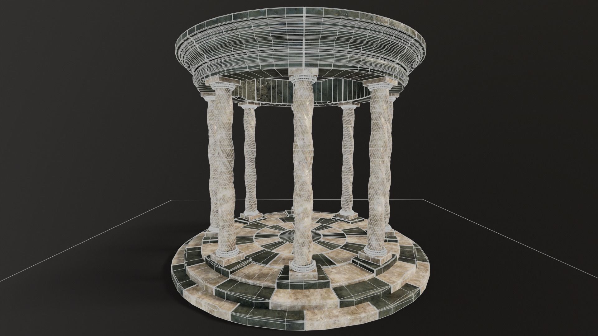 Marble Octagon Pavilion  Low-poly 3D model_3