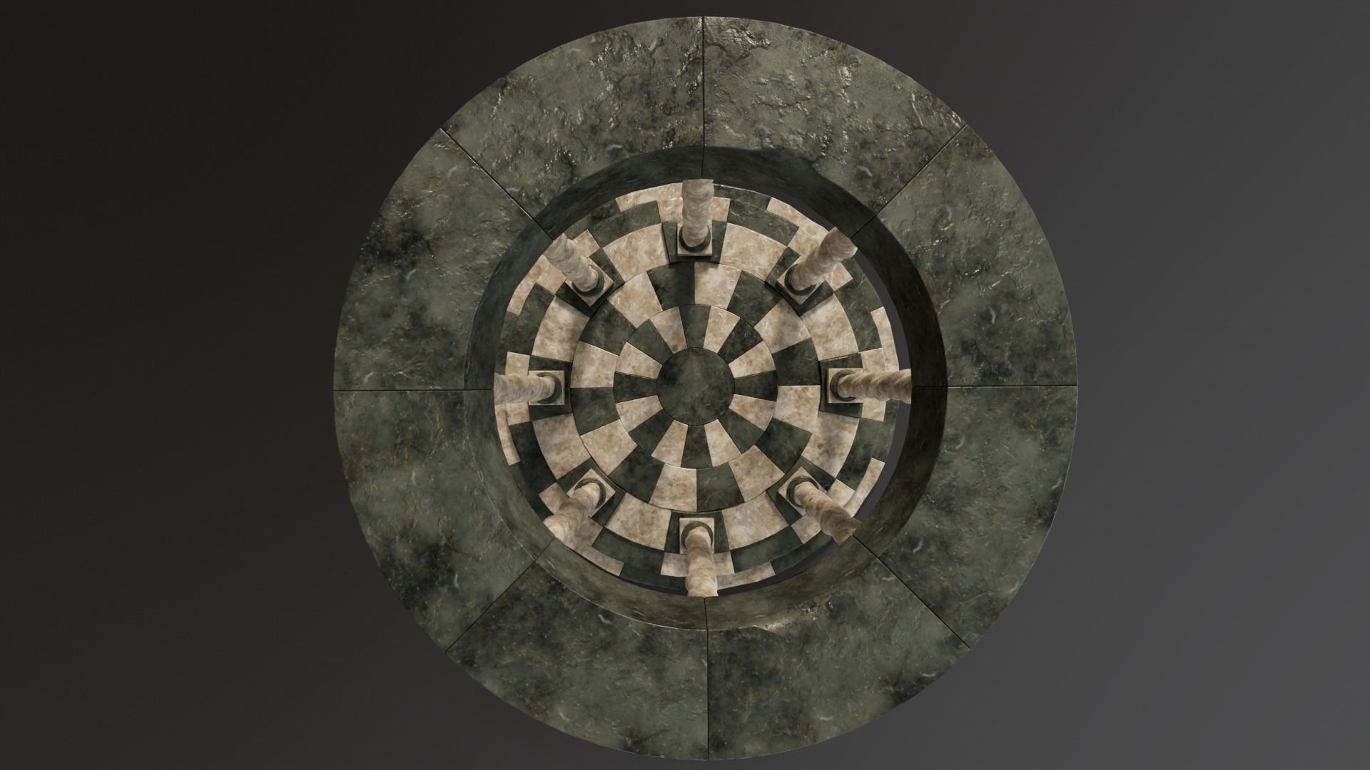 Marble Octagon Pavilion  Low-poly 3D model_6