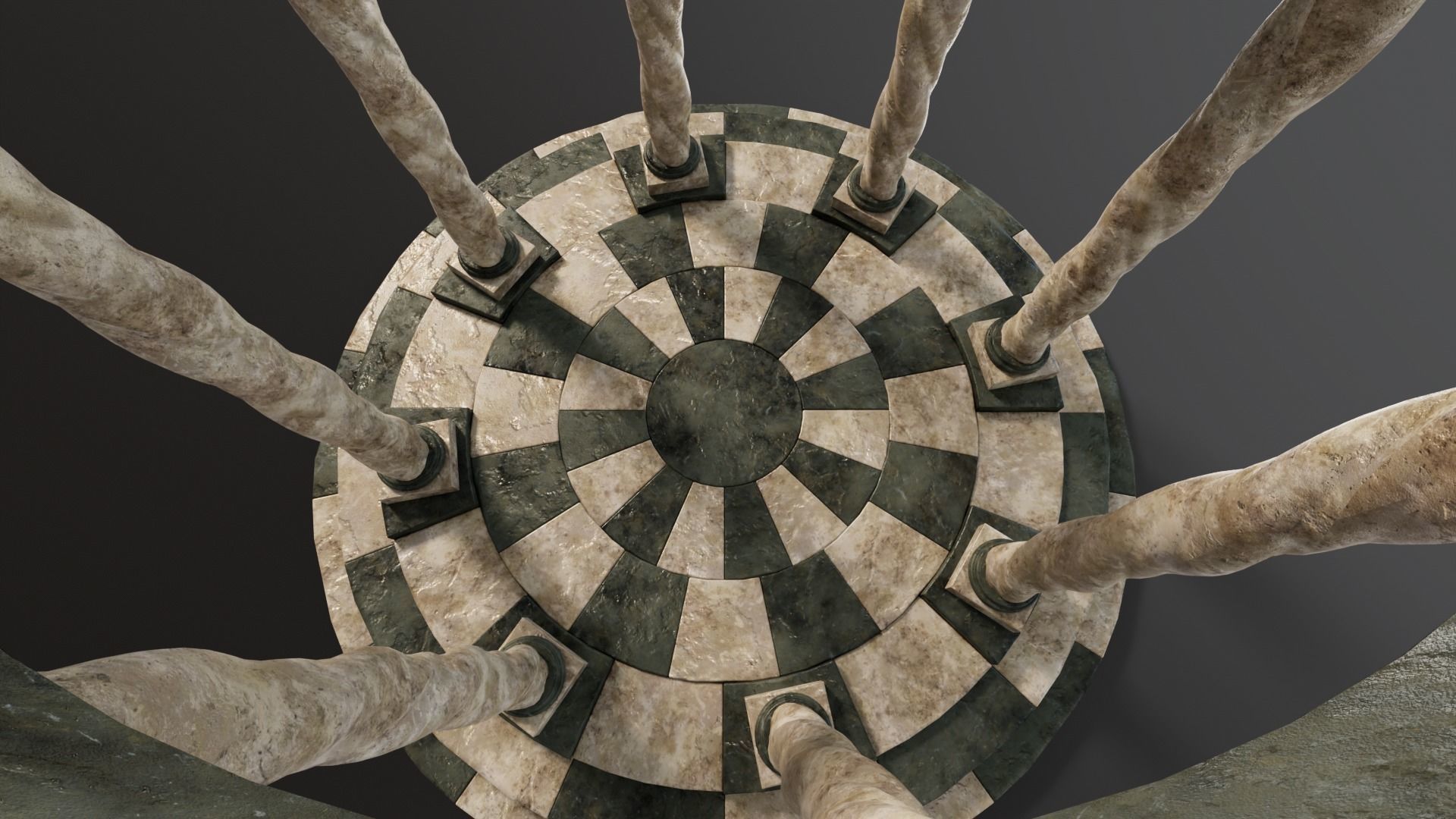 Marble Octagon Pavilion  Low-poly 3D model_10