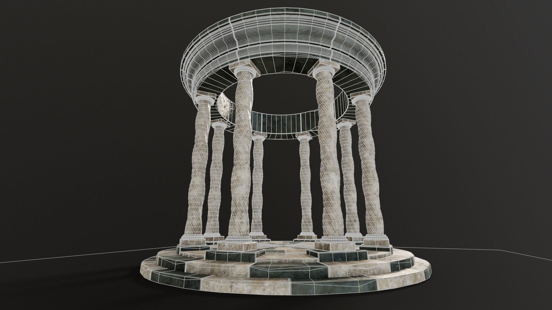 Marble Octagon Pavilion  Low-poly 3D model_5
