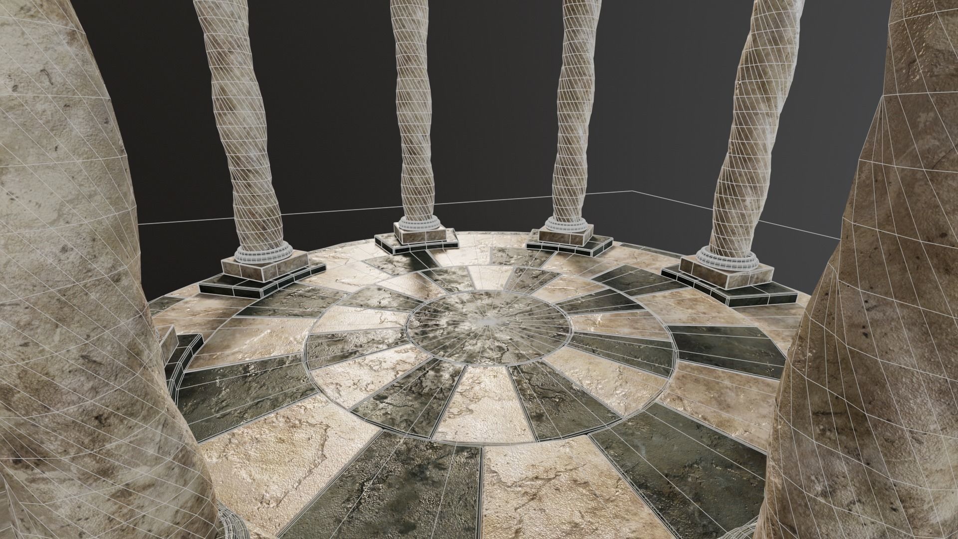 Marble Octagon Pavilion  Low-poly 3D model_9