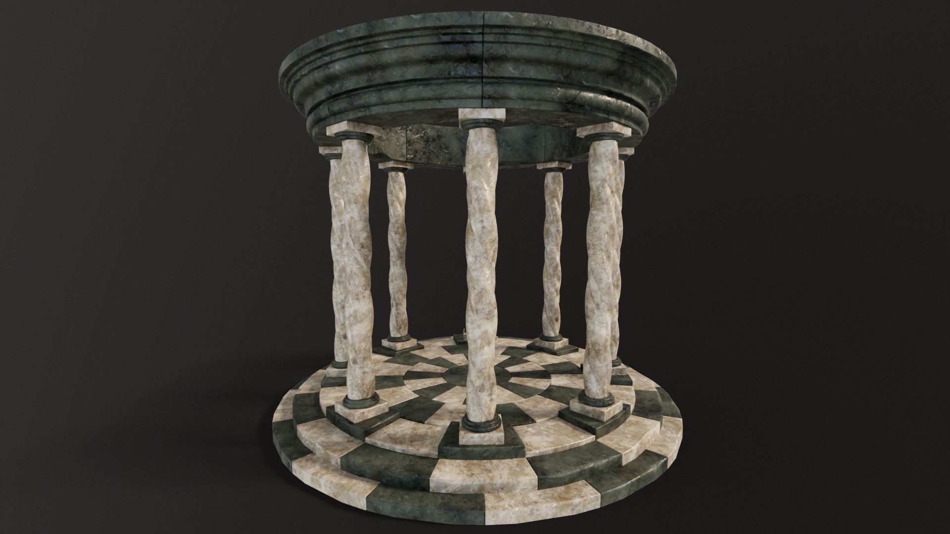 Marble Octagon Pavilion  Low-poly 3D model_2