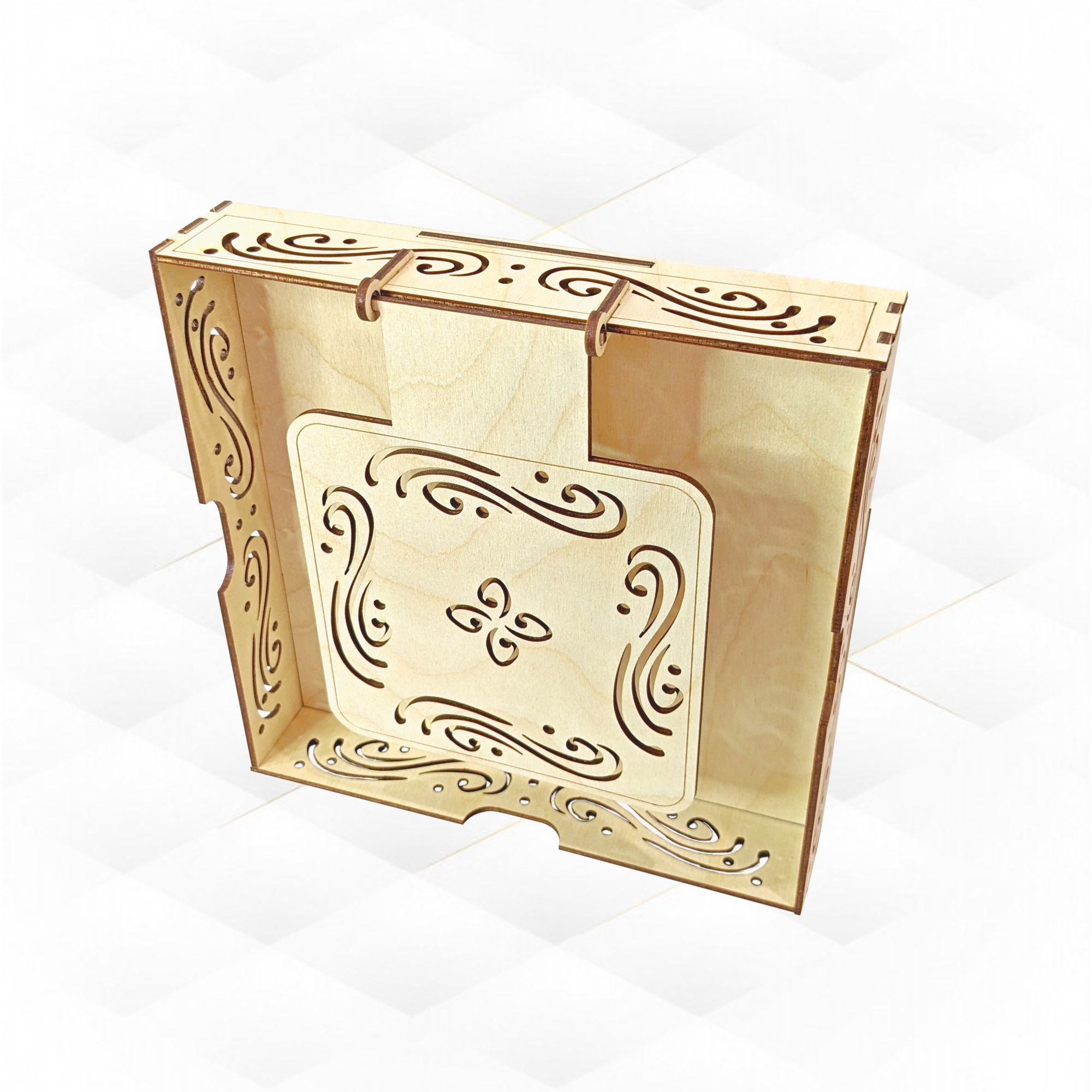 Gift box holder for napkins laser cutting pattern 3D print model_1