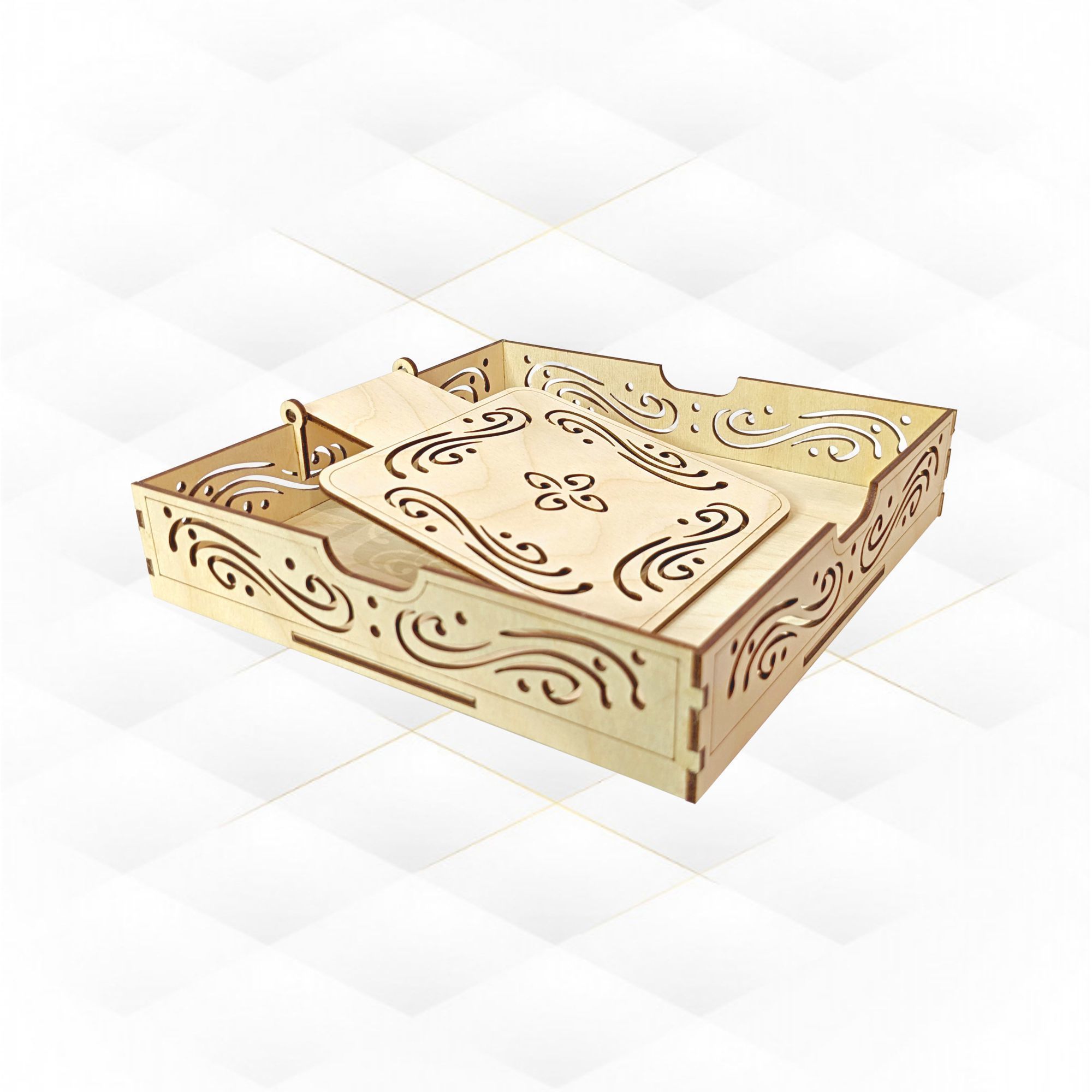 Gift box holder for napkins laser cutting pattern 3D print model_3