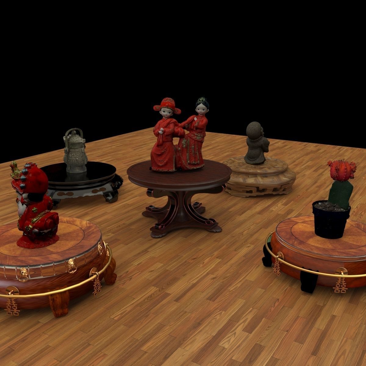  Chinese round display stand   3D model_5