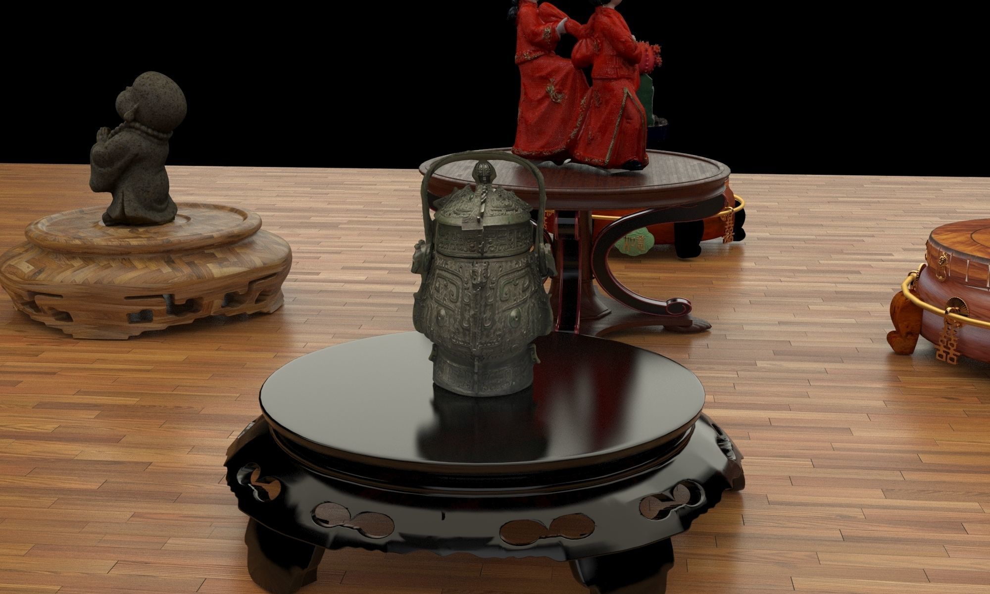  Chinese round display stand   3D model_2