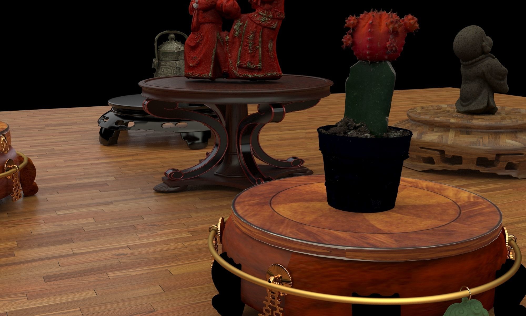  Chinese round display stand   3D model_4