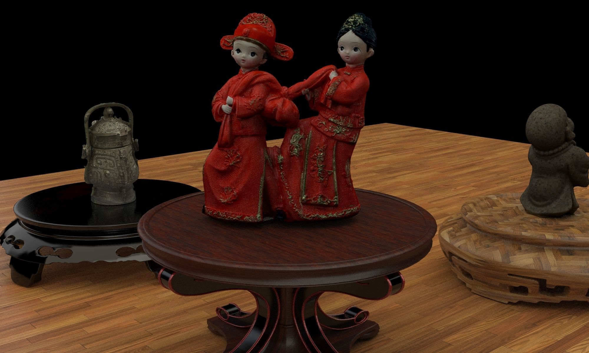  Chinese round display stand   3D model_1