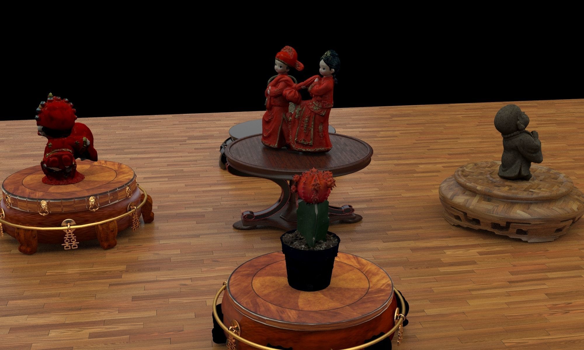  Chinese round display stand   3D model_3