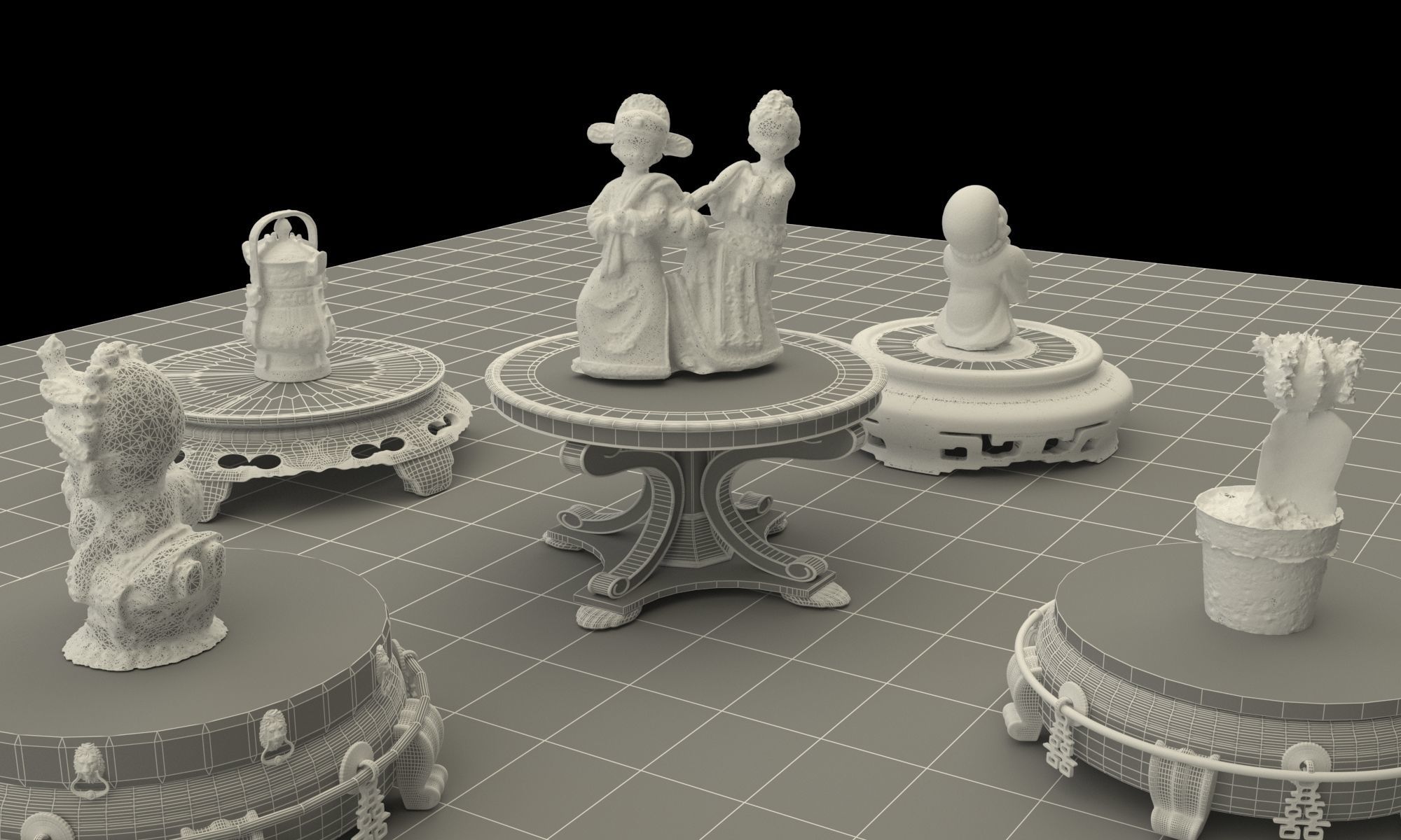  Chinese round display stand   3D model_6
