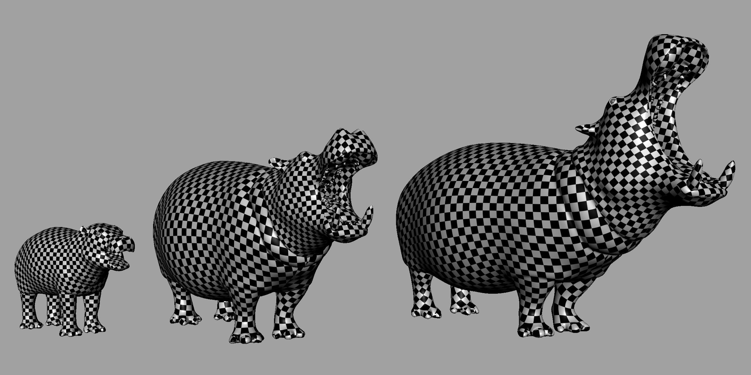 Hippopotamus Family Low-poly 3D model_6