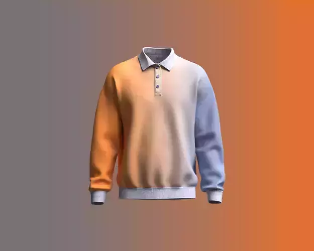 Mens Polo Neck Sweatshirt with Ombery print