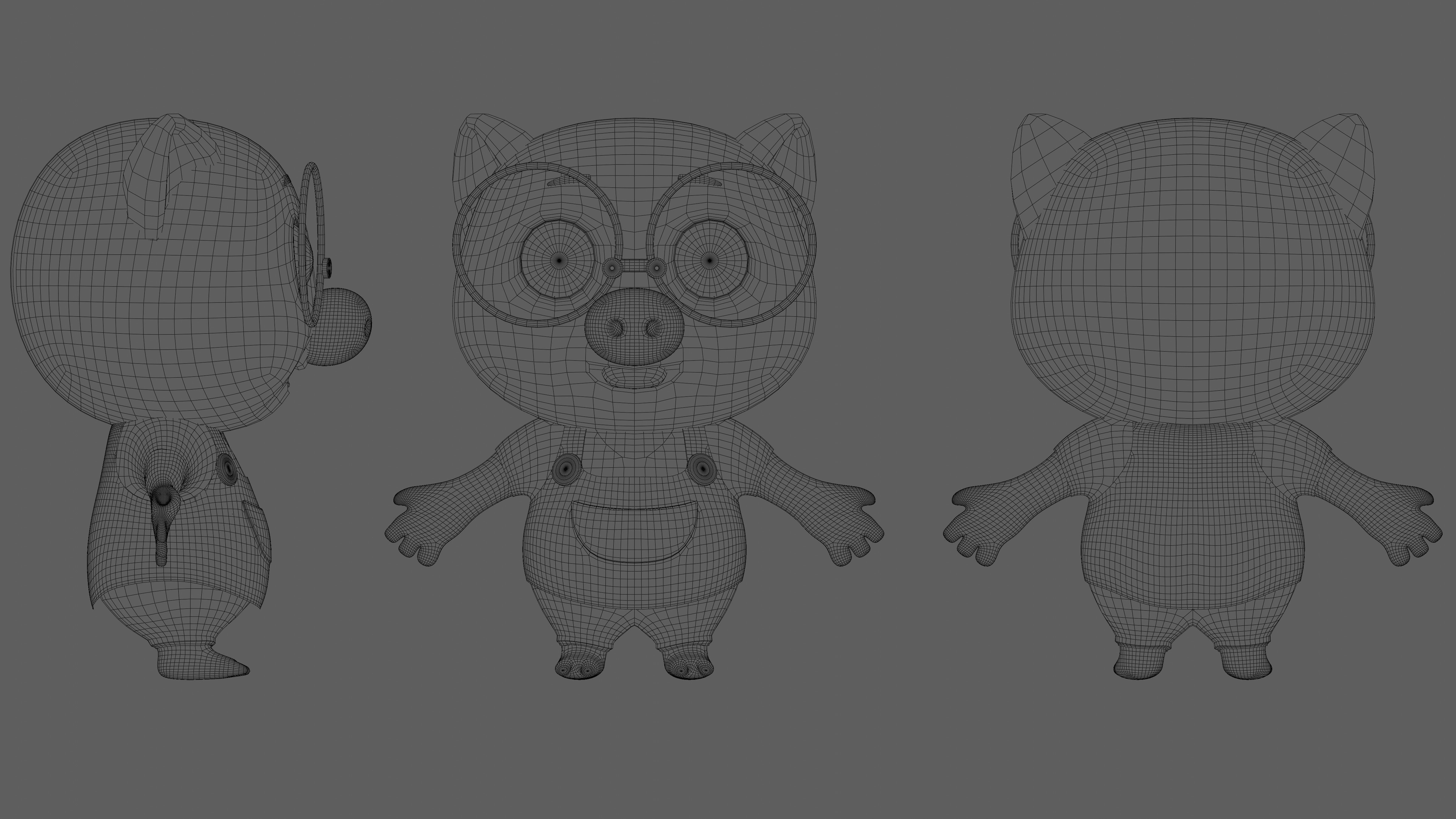 Cute Little Pig 3D Character For Animation RIGGED Low-poly 3D model_3
