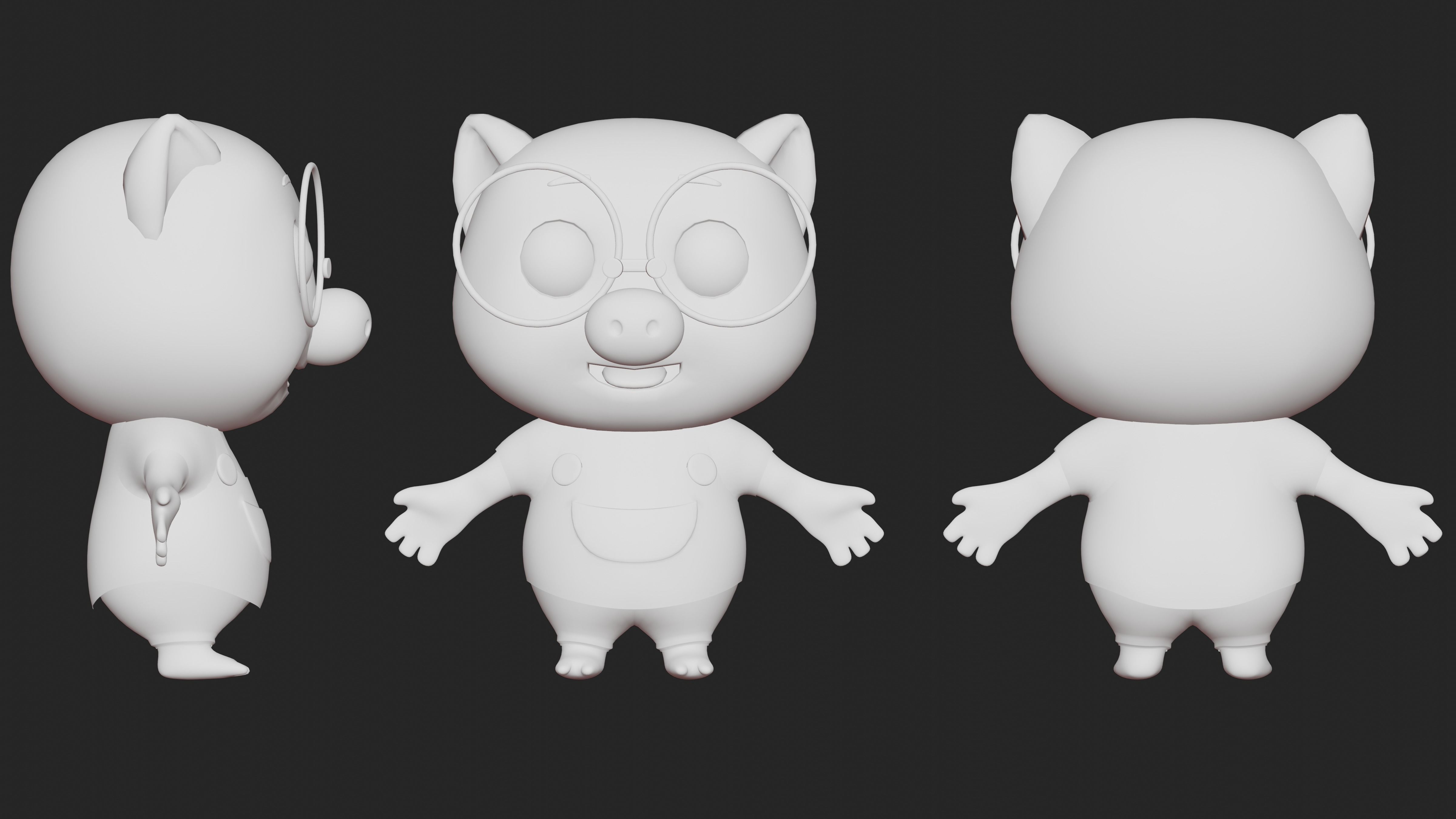 Cute Little Pig 3D Character For Animation RIGGED Low-poly 3D model_2