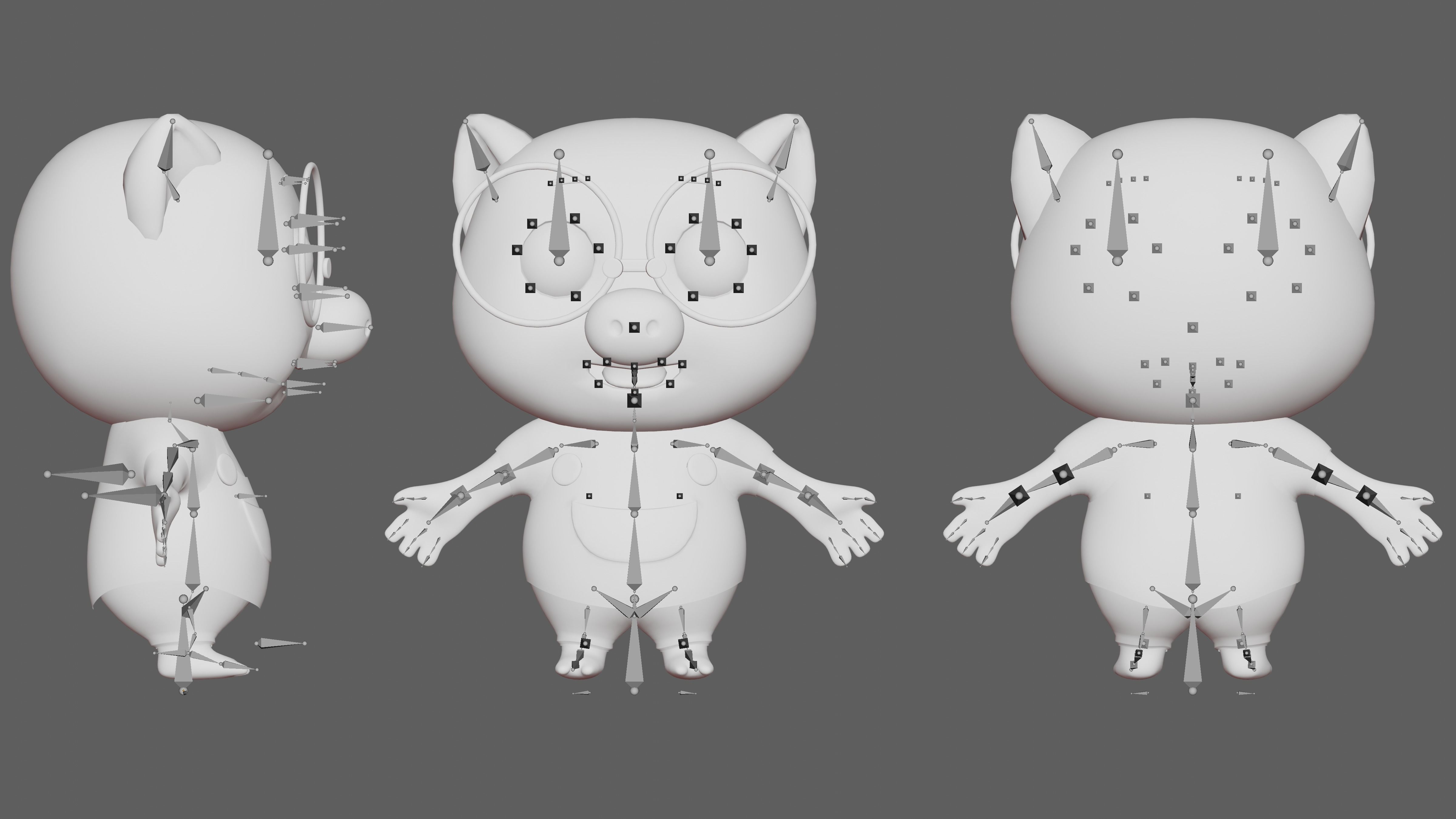 Cute Little Pig 3D Character For Animation RIGGED Low-poly 3D model_1