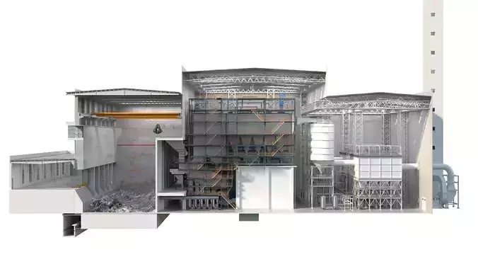 waste incineration plant 3D model