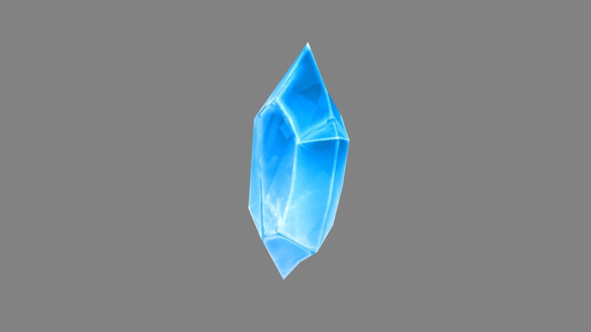 Cartoon ice cube - sapphire crystal Low-poly 3D model_1