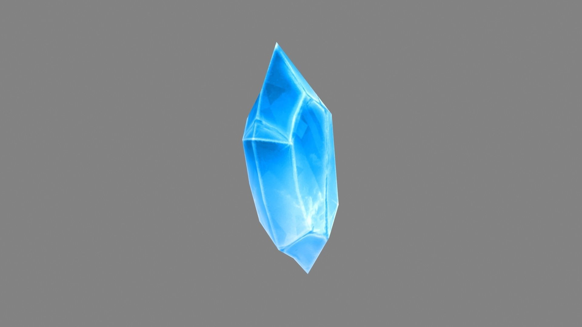 Cartoon ice cube - sapphire crystal Low-poly 3D model_2