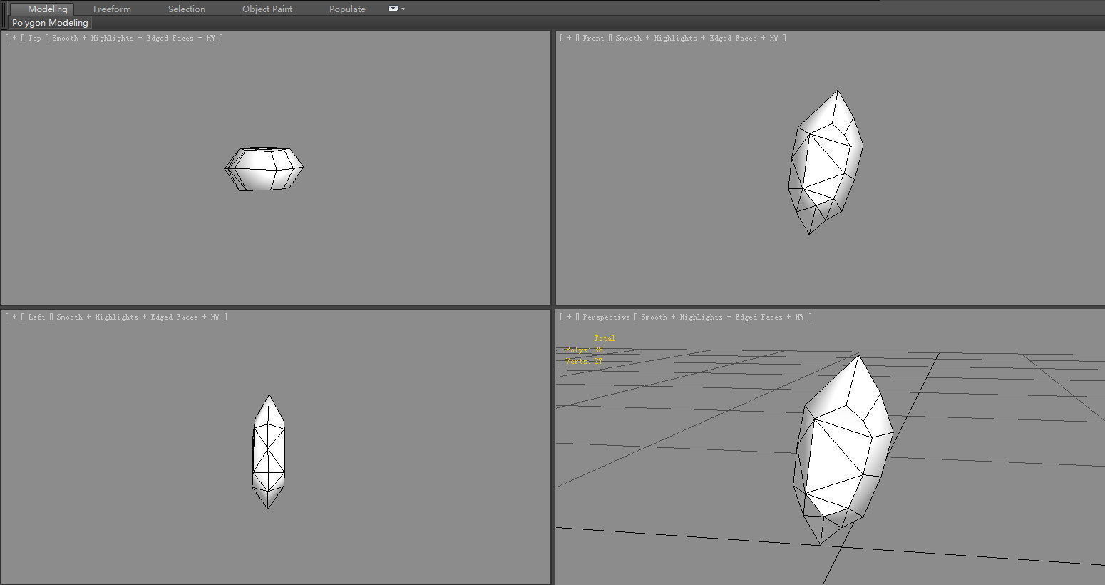 Cartoon ice cube - sapphire crystal Low-poly 3D model_5