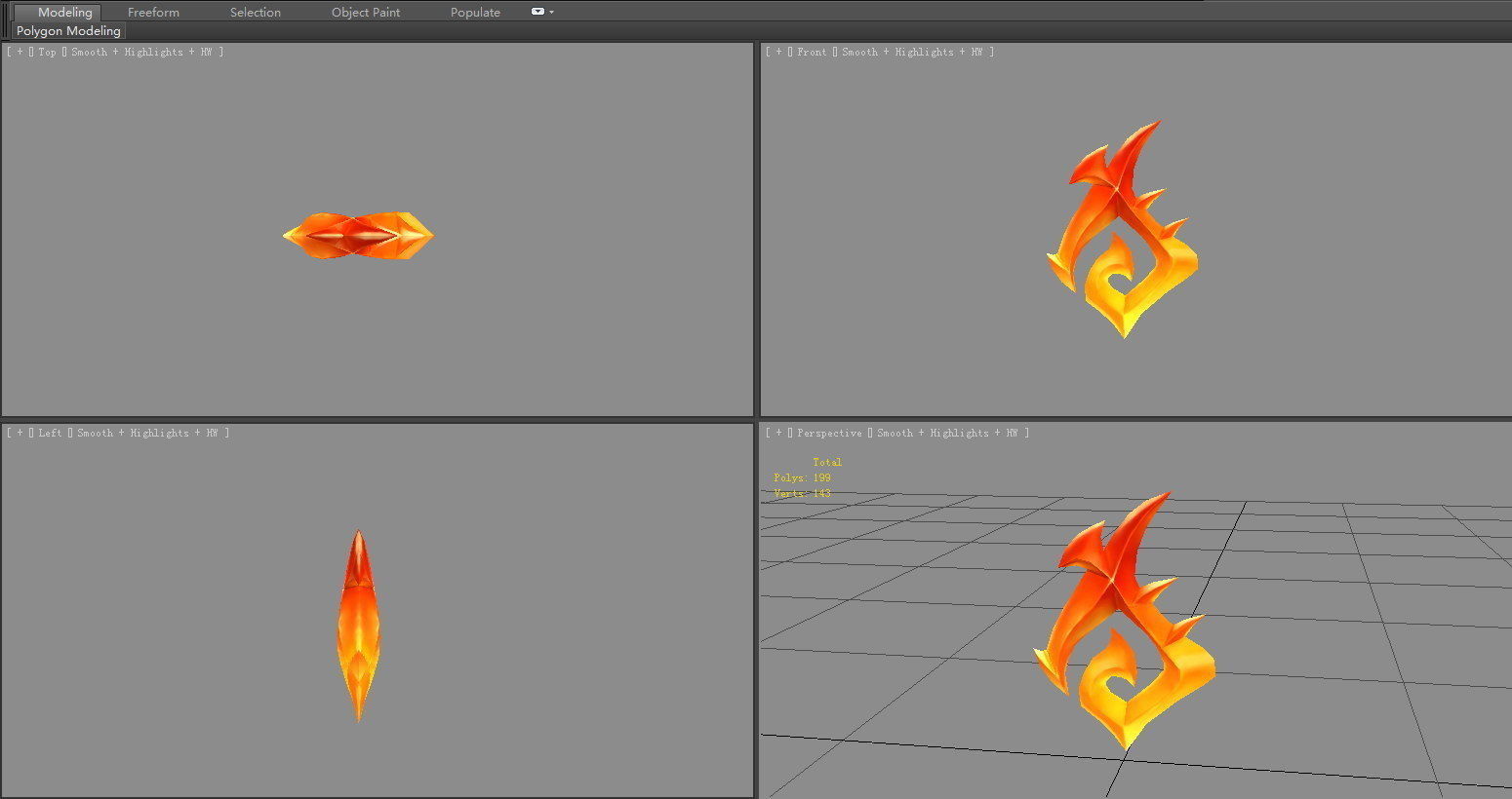 Cartoon Citrine - Game Jewel - Rune Gems - Yellow crystal Low-poly 3D model_3