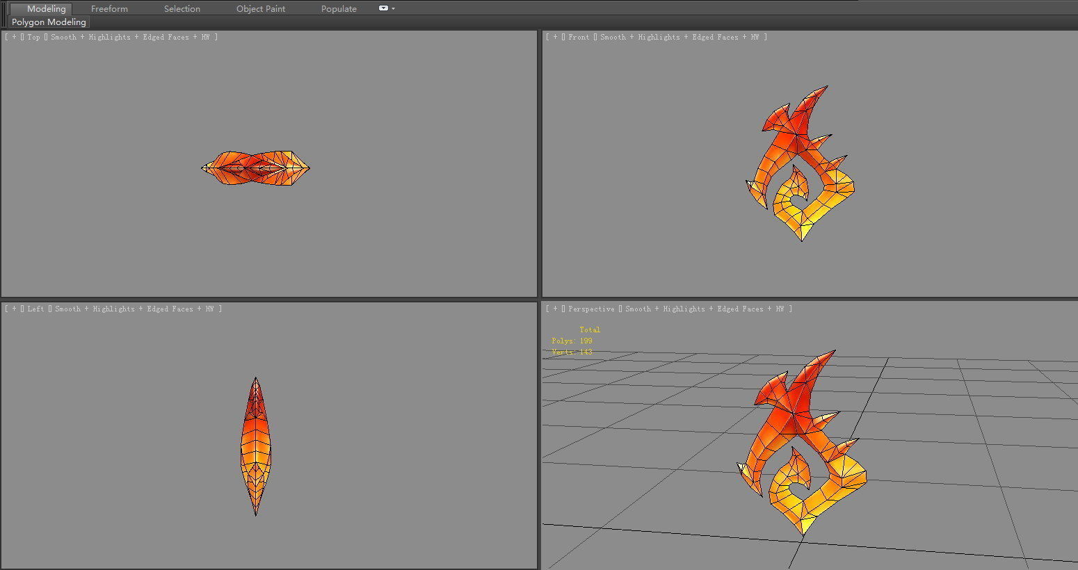 Cartoon Citrine - Game Jewel - Rune Gems - Yellow crystal Low-poly 3D model_4