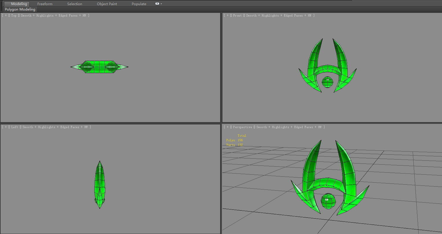 Cartoon emerald - Game Jewel - Rune Gems - Green crystal Low-poly 3D model_4