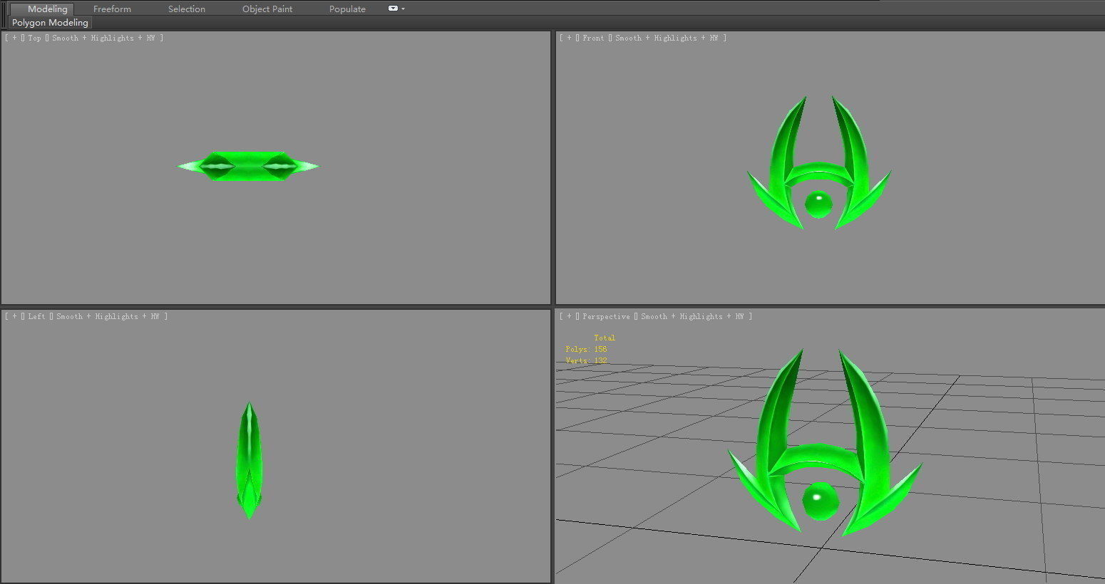 Cartoon emerald - Game Jewel - Rune Gems - Green crystal Low-poly 3D model_3