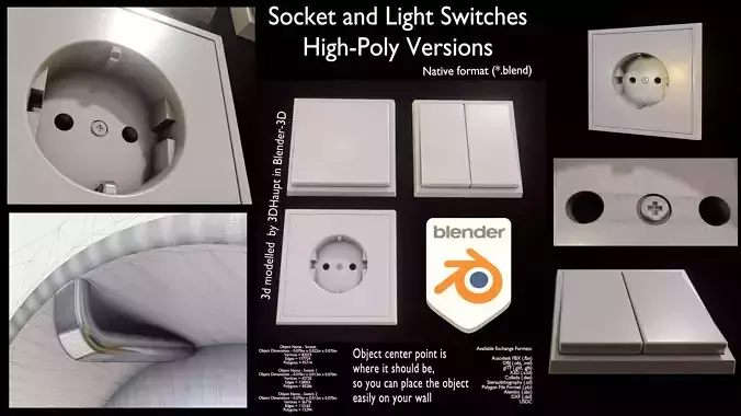 Socket And Light Switches High-Poly 3D model