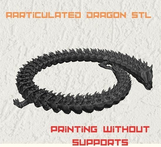 ARTICULATED DRAGON WITH SPIKES Articulated Dragon with spikes Free 3D print model