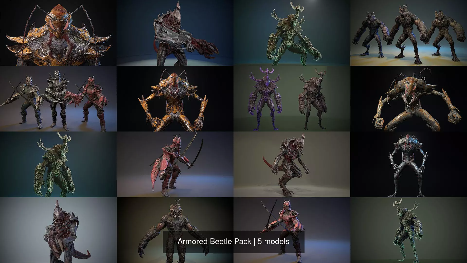 Armored Beetle Pack 3D Model Collection_9