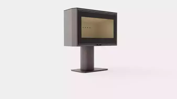 Heta Scan-Line wood-burning stove on plinth Low-poly 3D model