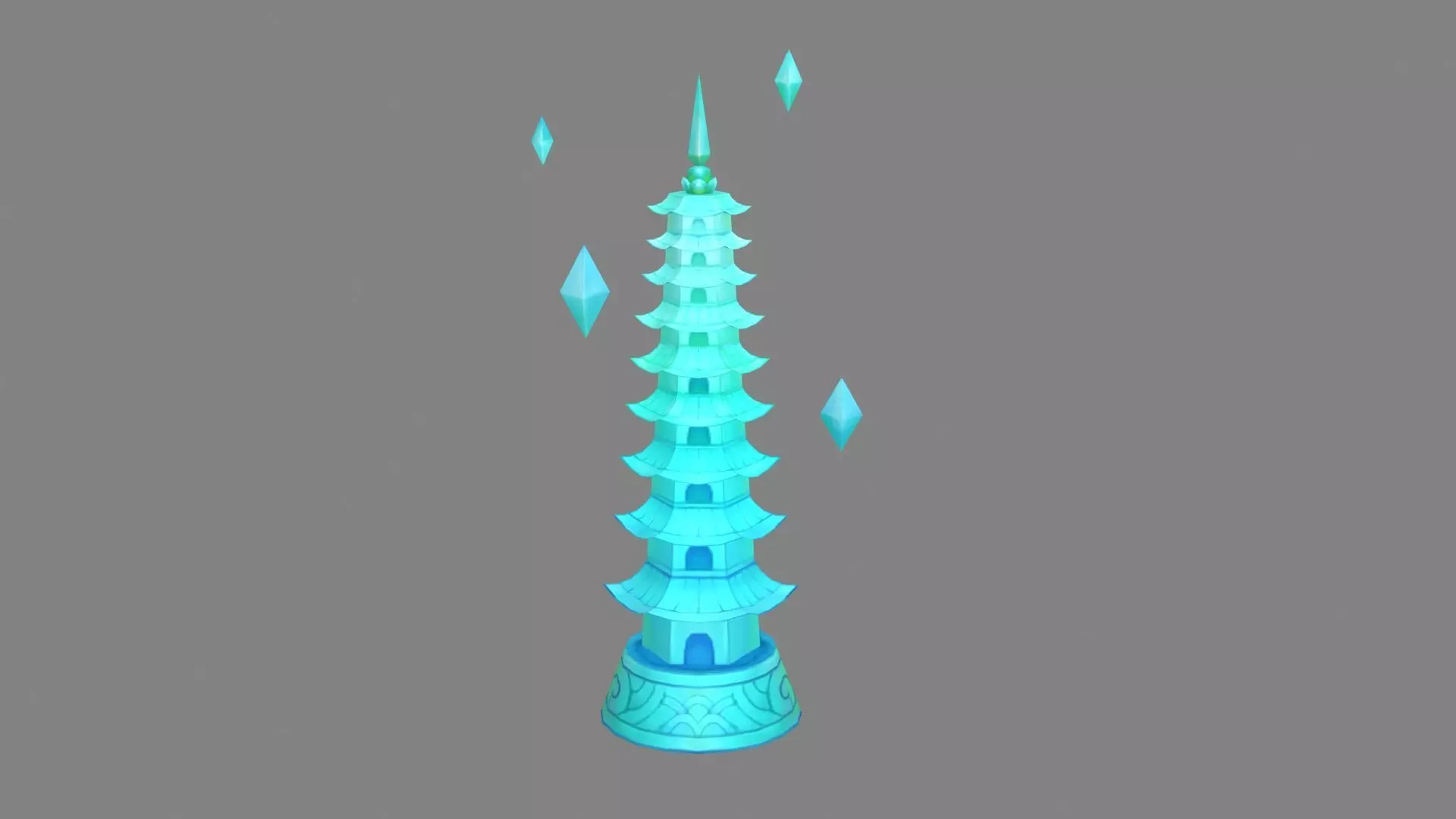Cartoon glazed tower Low-poly 3D model_0