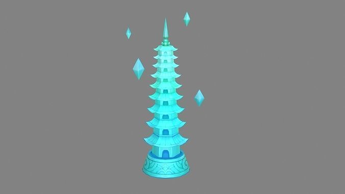 Cartoon glazed tower Low-poly 3D model