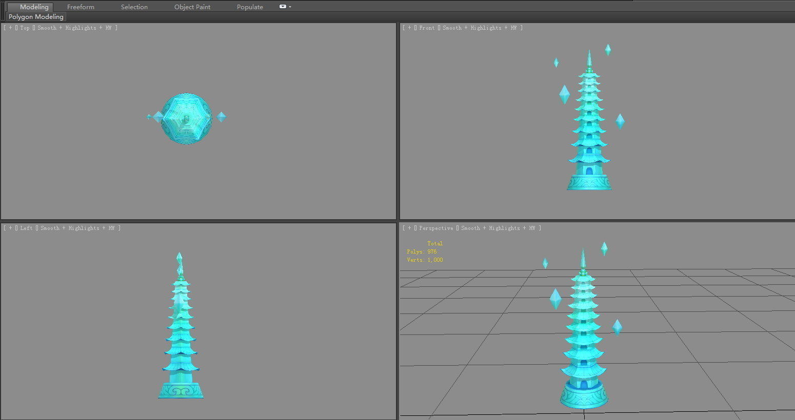 Cartoon glazed tower Low-poly 3D model_3