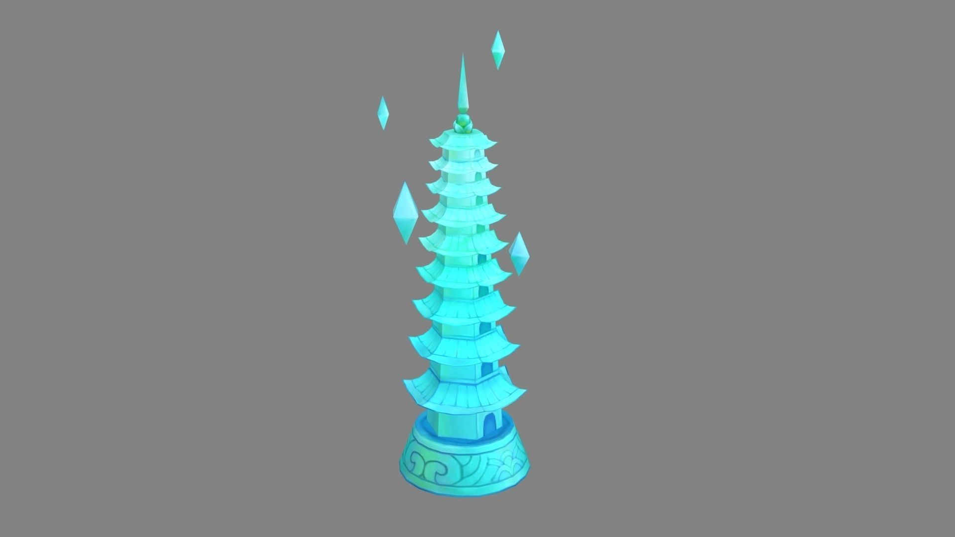 Cartoon glazed tower Low-poly 3D model_1