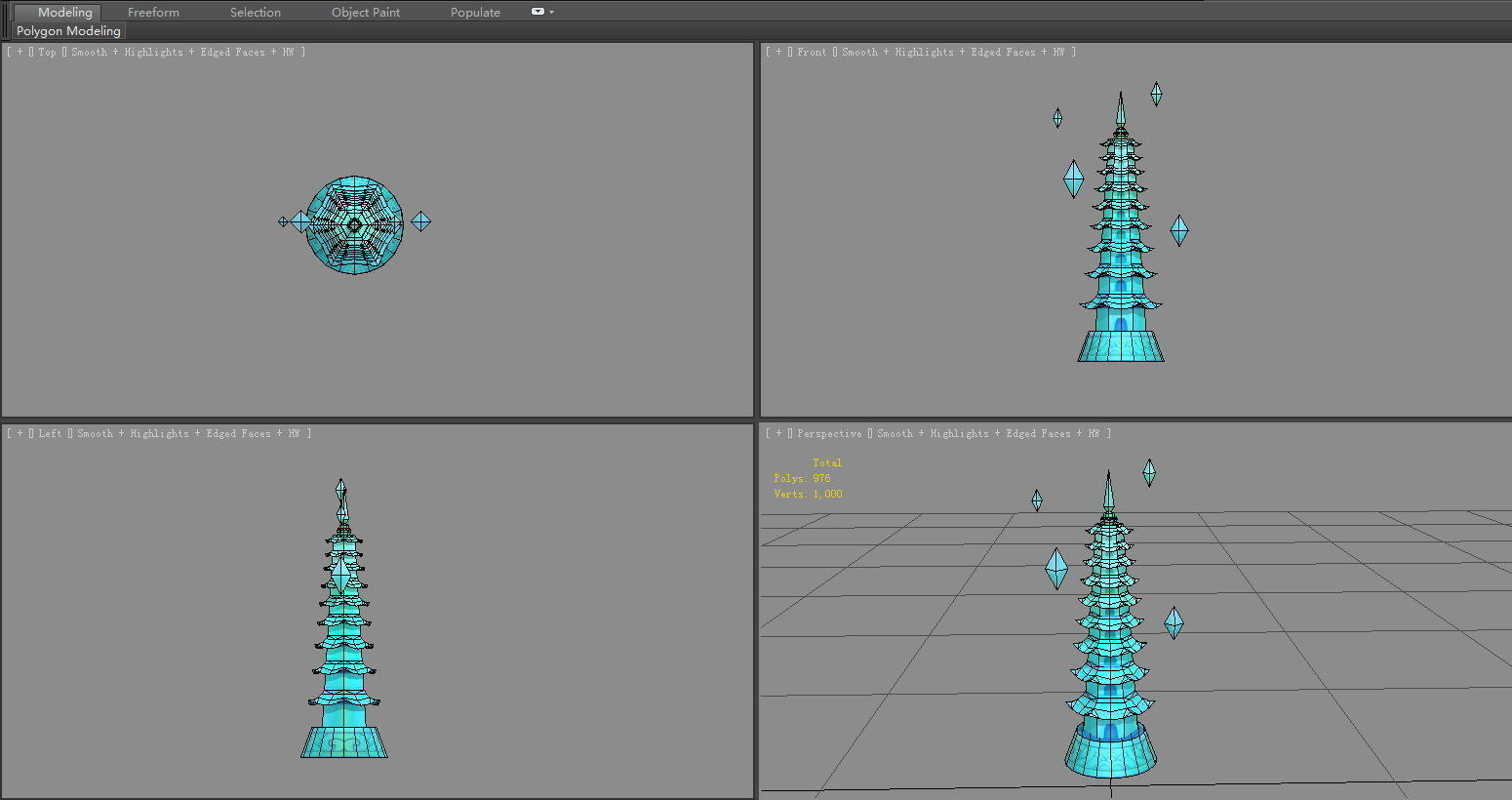 Cartoon glazed tower Low-poly 3D model_4