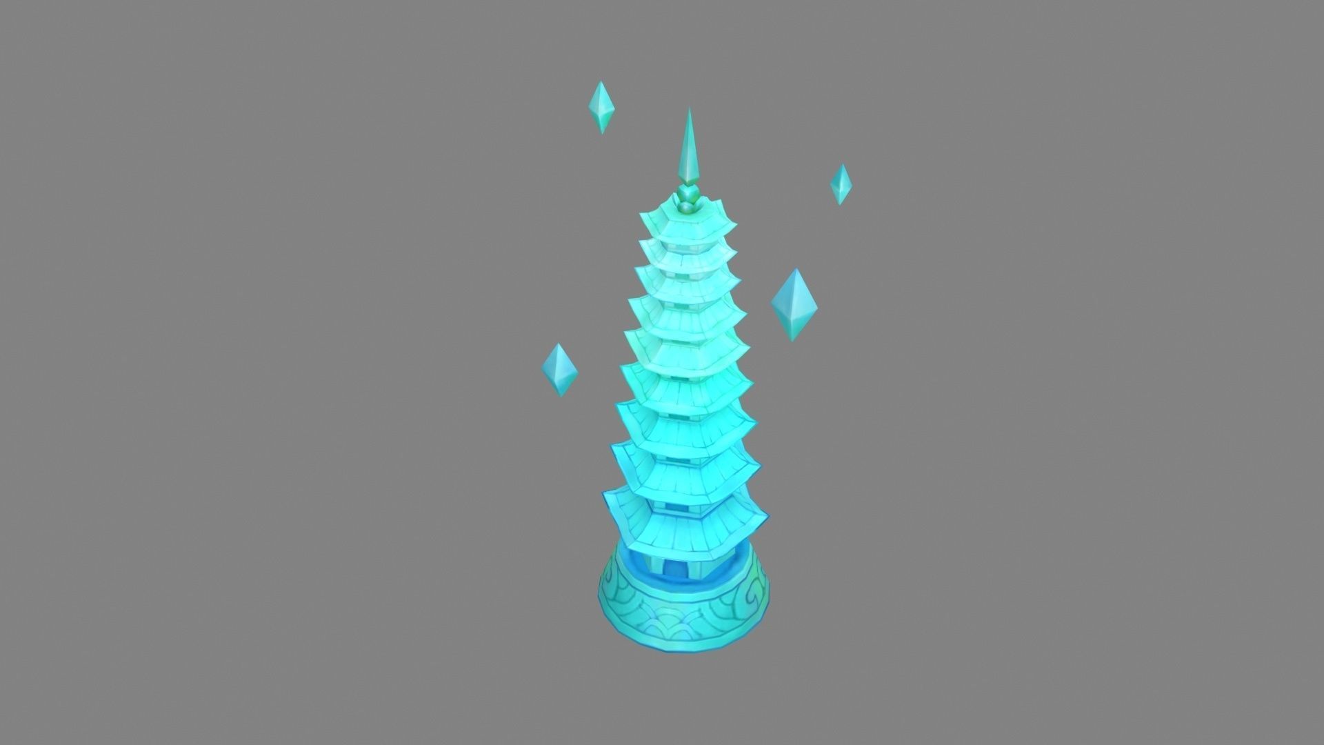 Cartoon glazed tower Low-poly 3D model_2