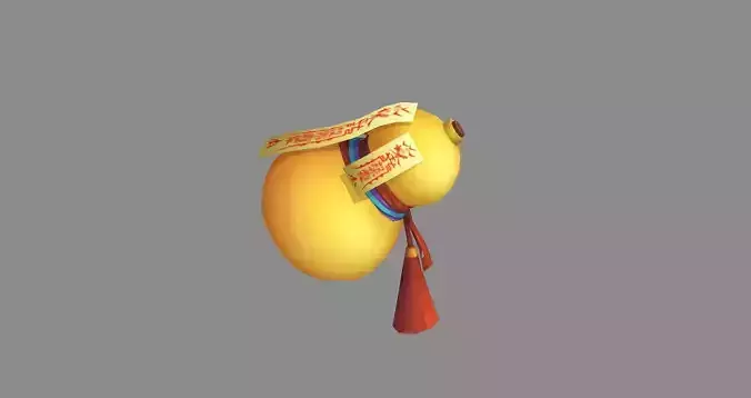 Cartoon rune gourd - Rune paper Low-poly 3D model