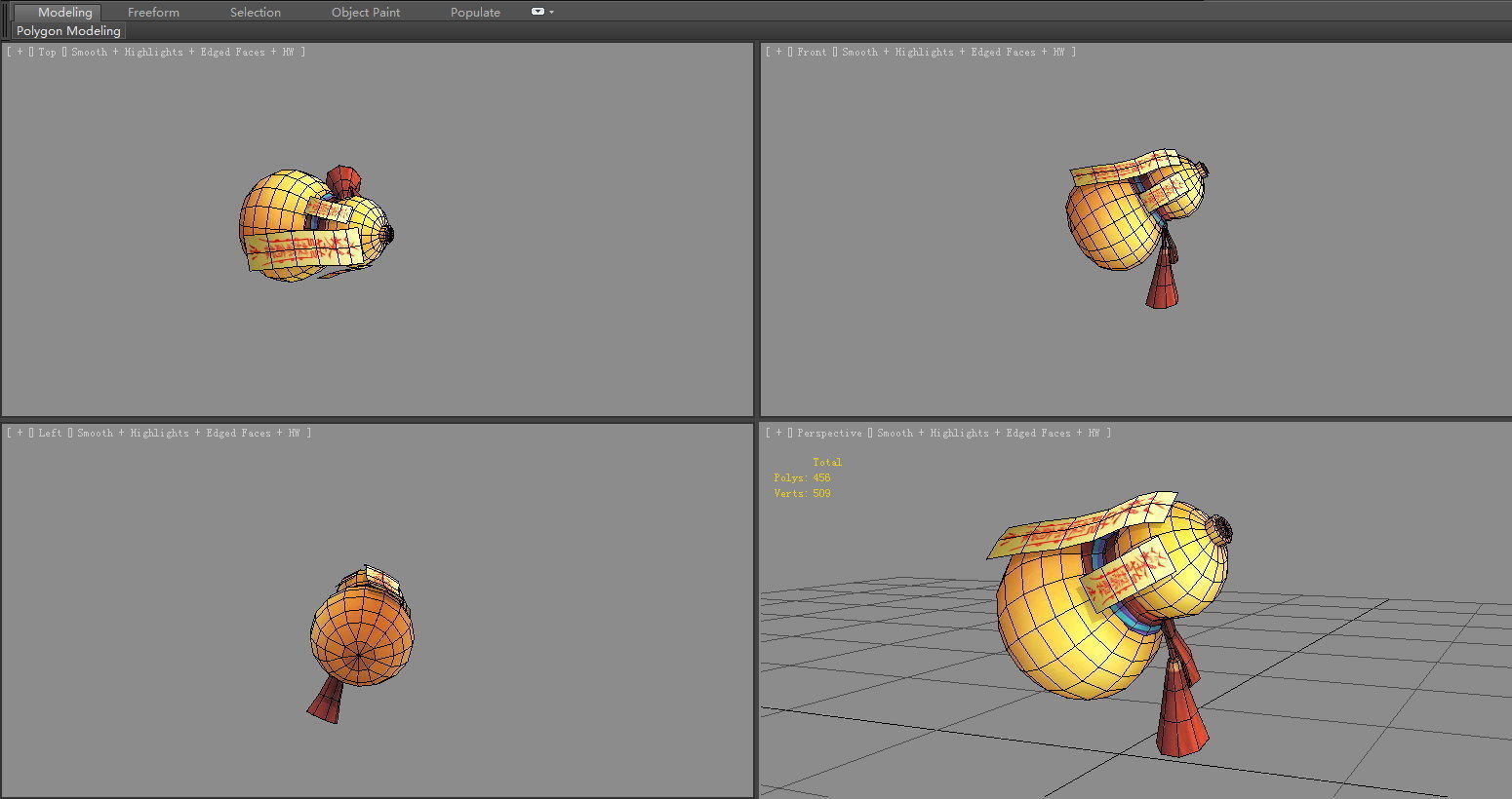 Cartoon rune gourd - Rune paper Low-poly 3D model_5
