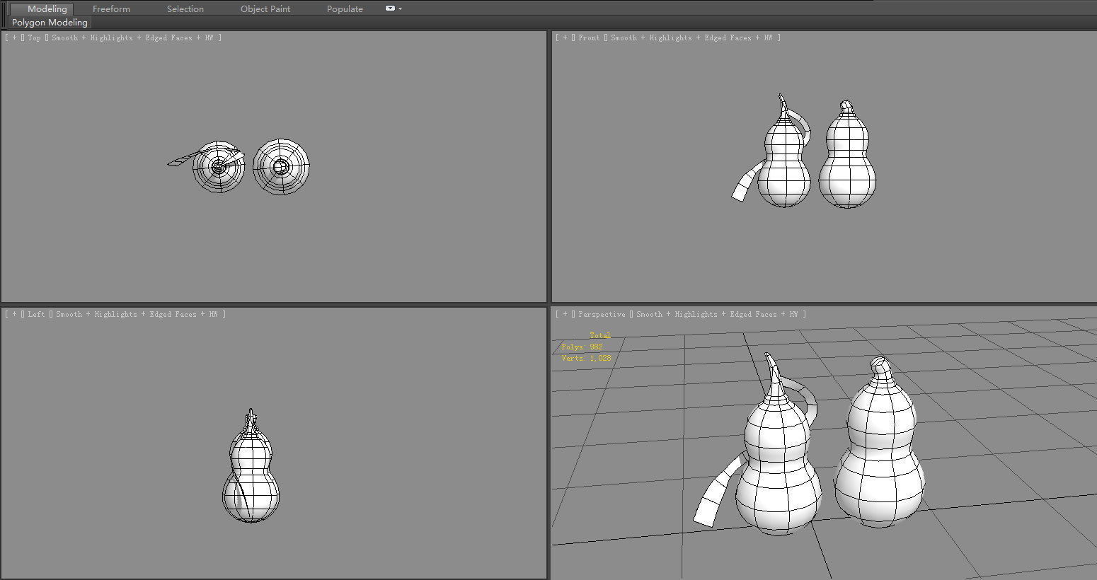Cartoon purple gourds Low-poly 3D model_5
